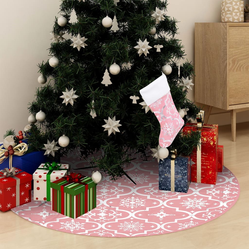 vidaXL Kerstboomrok luxe met sok 90 cm stof rood