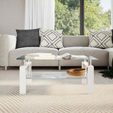 vidaXL Salontafel 95x55x40 cm gehard glas transparant en zwart