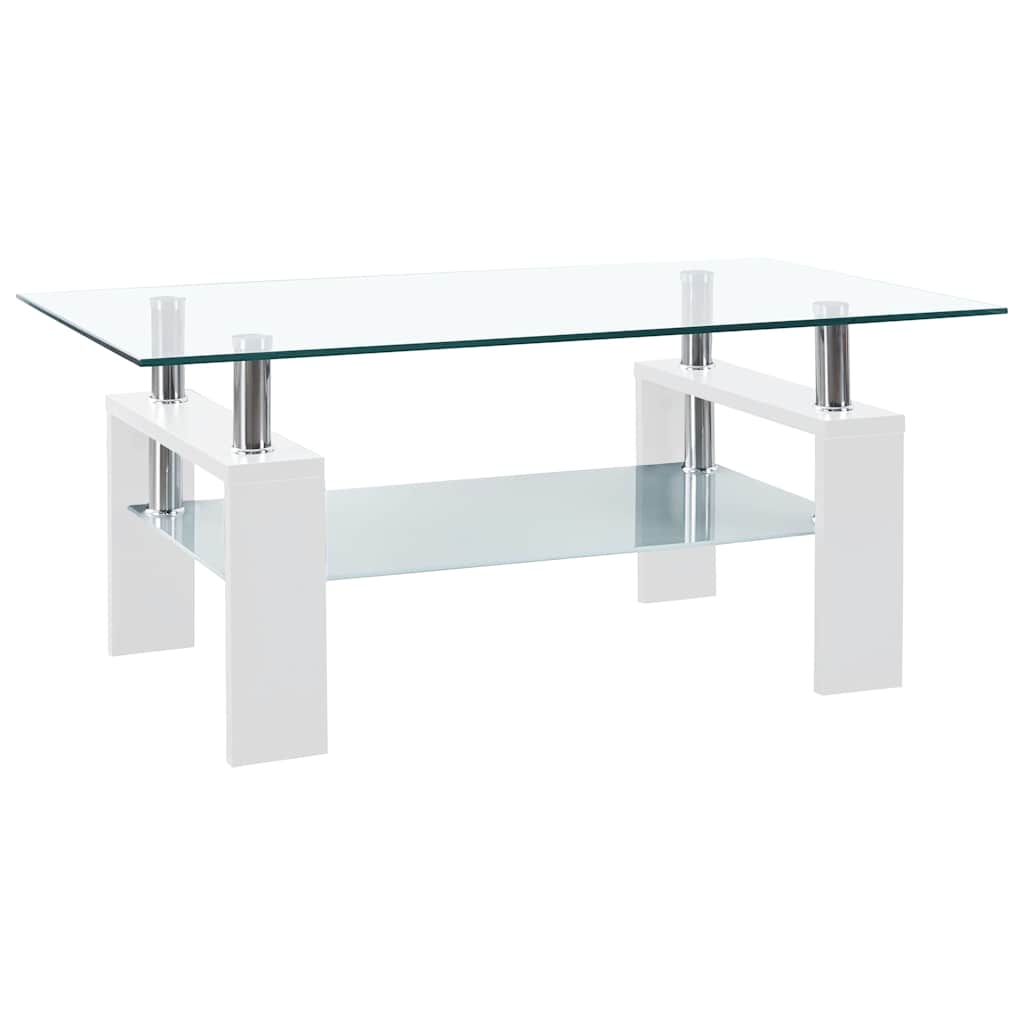 vidaXL Salontafel 95x55x40 cm gehard glas transparant en zwart