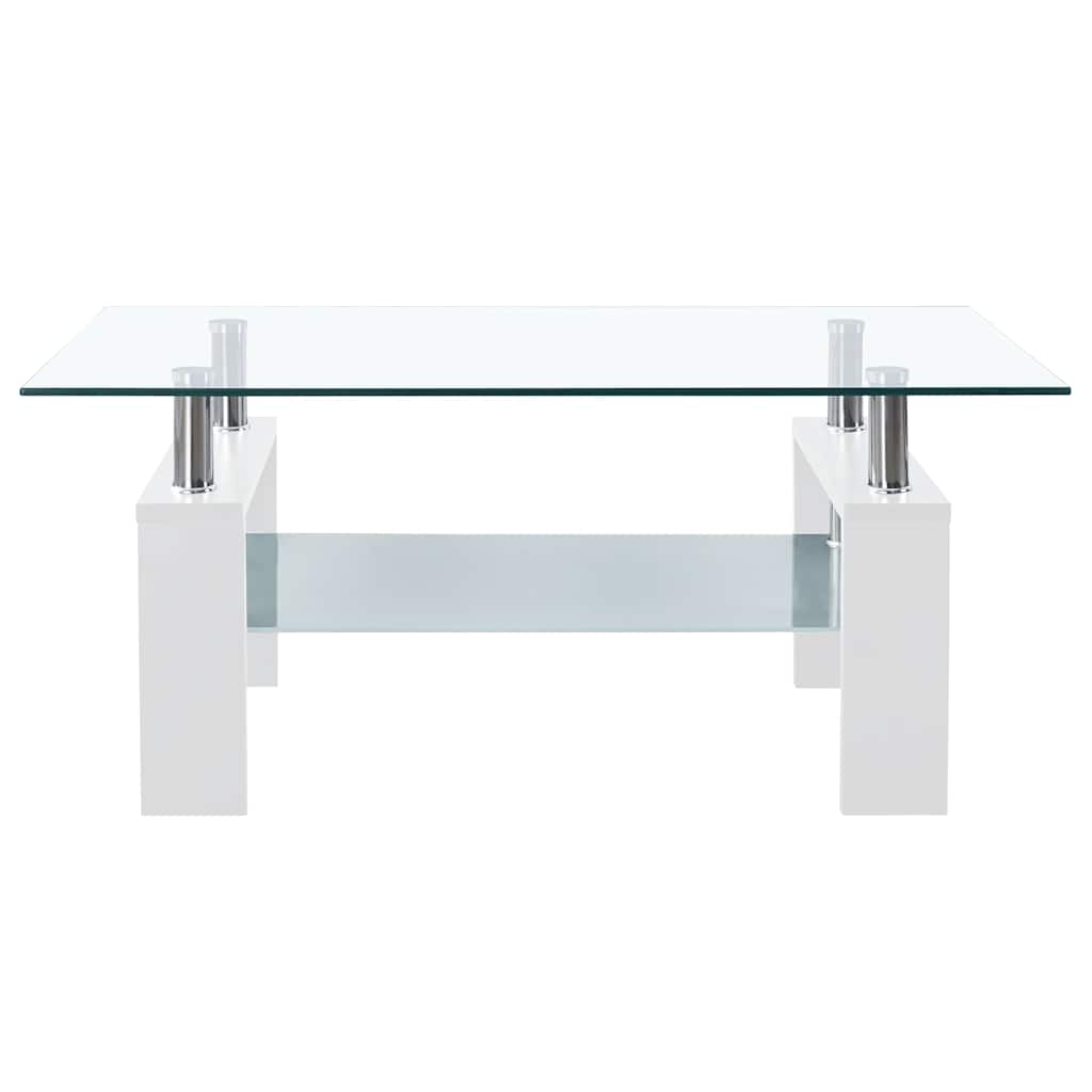 vidaXL Salontafel 95x55x40 cm gehard glas transparant en zwart