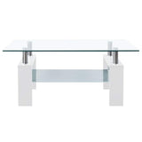 vidaXL Salontafel 95x55x40 cm gehard glas transparant en zwart