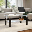vidaXL Salontafel 95x55x40 cm gehard glas transparant en zwart