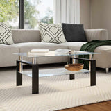 vidaXL Salontafel 95x55x40 cm gehard glas transparant en zwart