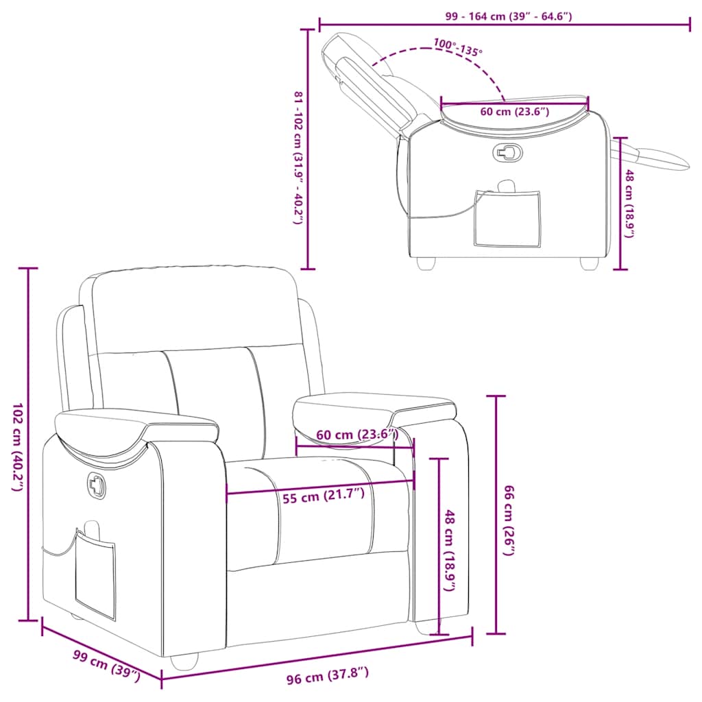 vidaXL Relaxfauteuil donkergrijze stof