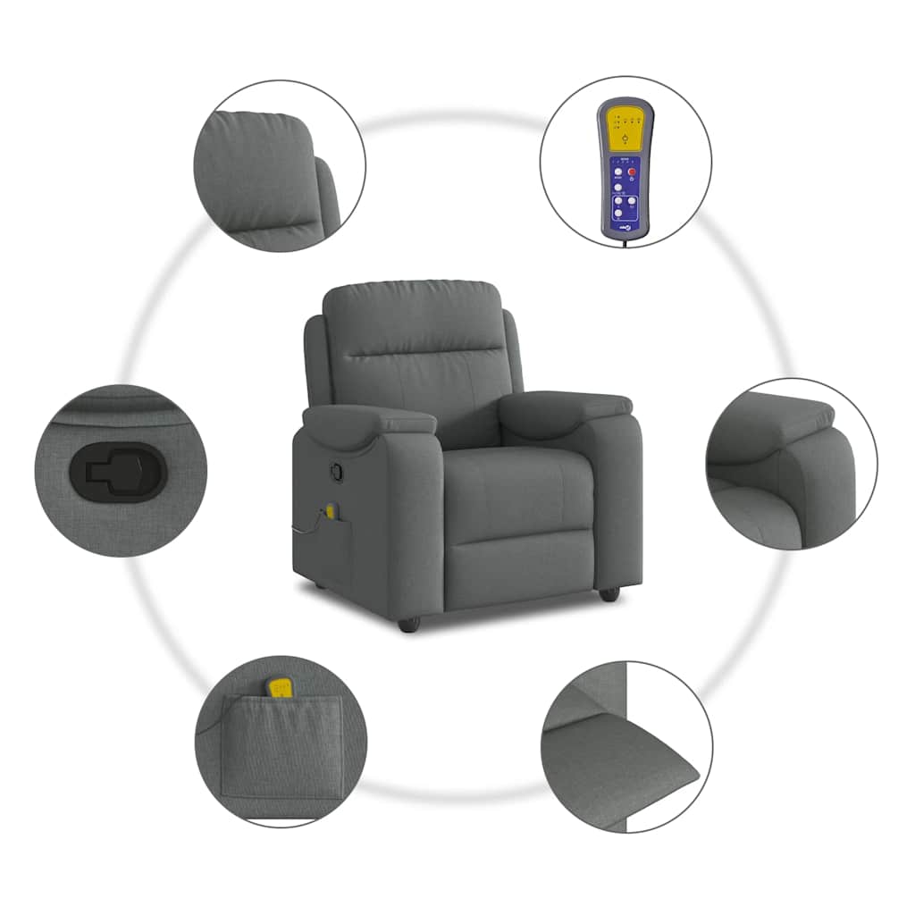 vidaXL Relaxfauteuil donkergrijze stof
