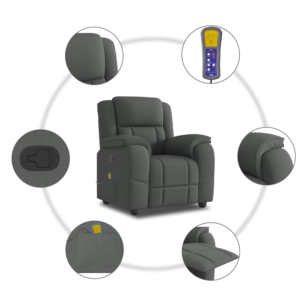 vidaXL Recliner dark grey fabric