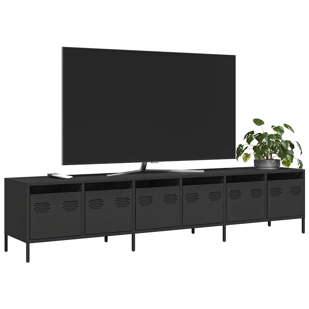 vidaXL TV Cabinet 202x39x43.5 cm Cold Rolled Steel Black