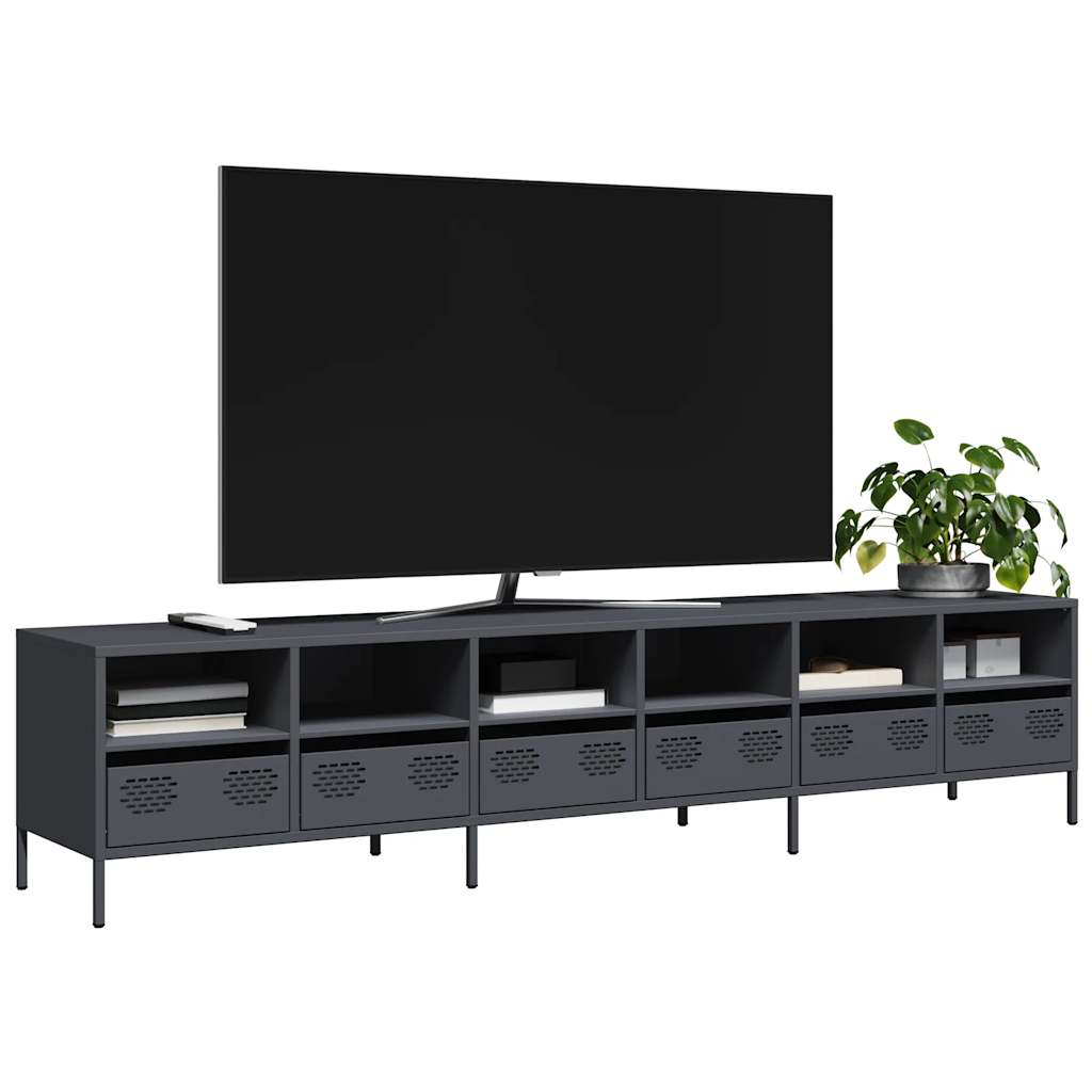 vidaXL TV Cabinet 202x39x43.5 cm Cold-Rolled Steel Black