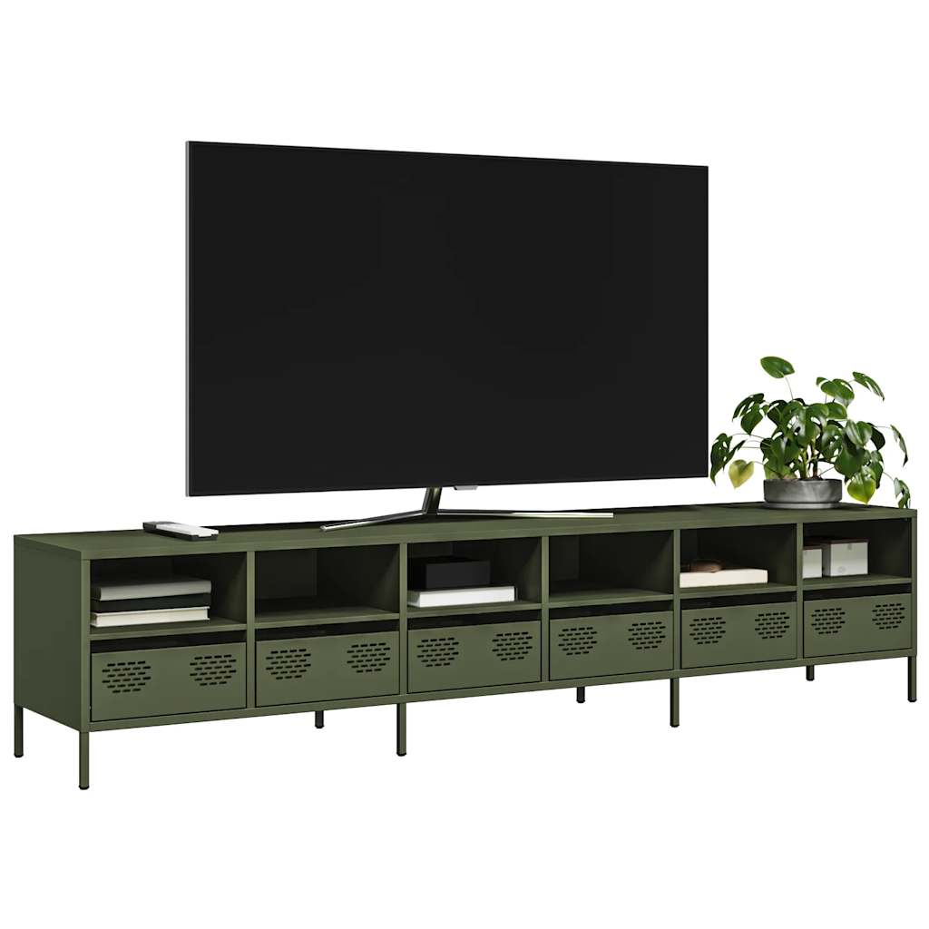 vidaXL TV Cabinet 202x39x43.5 cm Cold-Rolled Steel Black