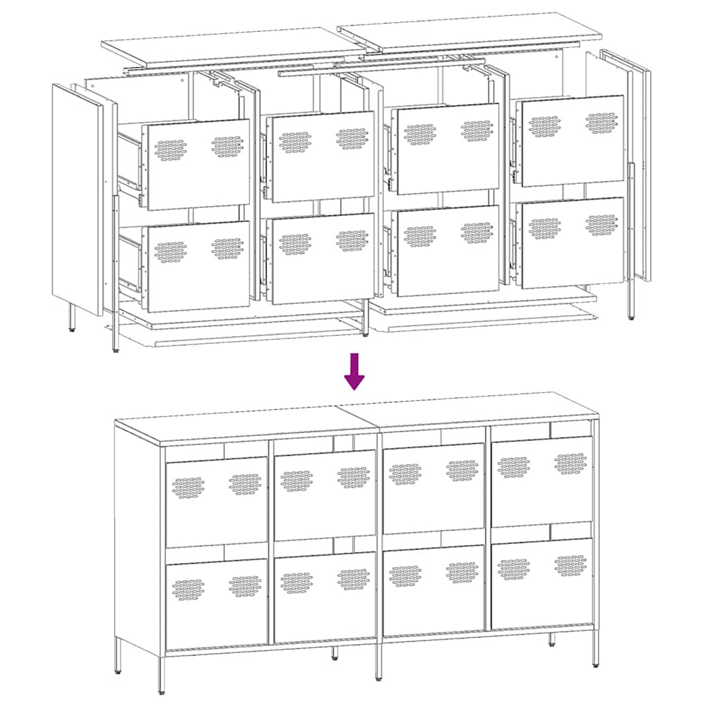 vidaXL Dressoir 135x39x73,5 cm koudgewalst staal zwart