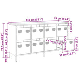 vidaXL Dressoir 135x39x73,5 cm koudgewalst staal zwart