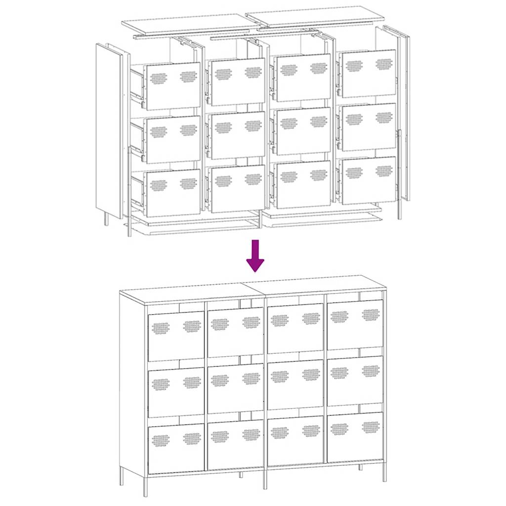 vidaXL Dressoir 135x39x103,5 cm koudgewalst staal zwart