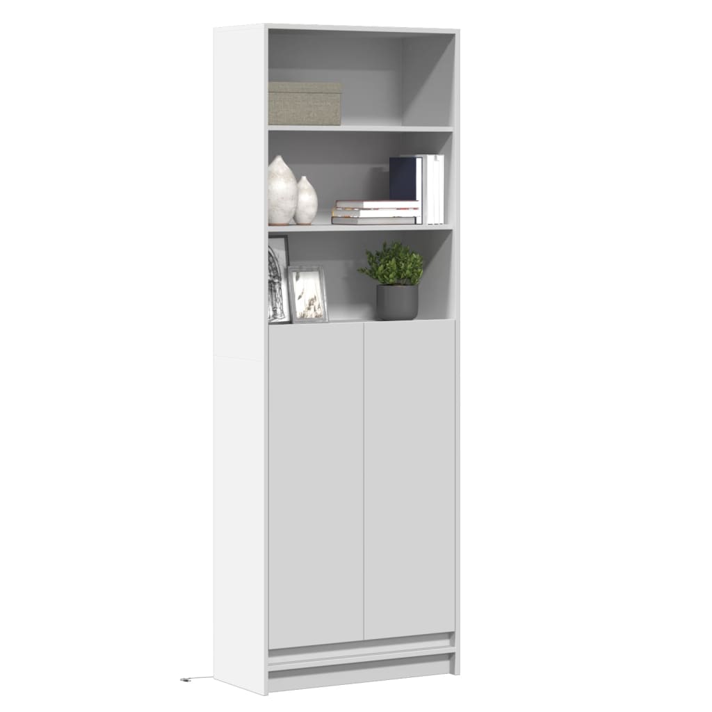vidaXL Hoge kast met LED 69x32,5x200 cm bewerkt hout wit