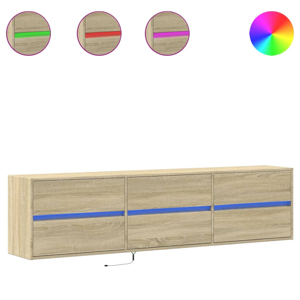 vidaXL Tv-wandmeubel met LED-verlichting 180x31x45 cm wit