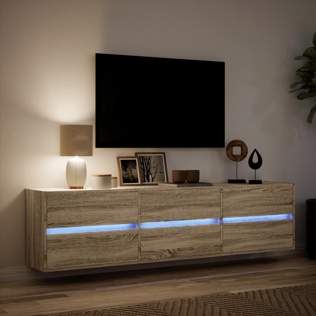 vidaXL Tv-wandmeubel met LED-verlichting 180x31x45 cm wit