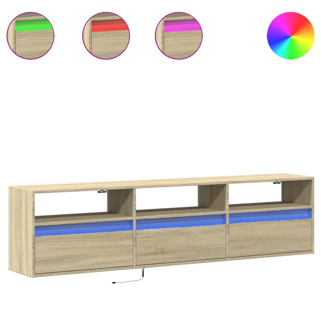 vidaXL TV Cabinet with LED Lights 180x31x45 cm White