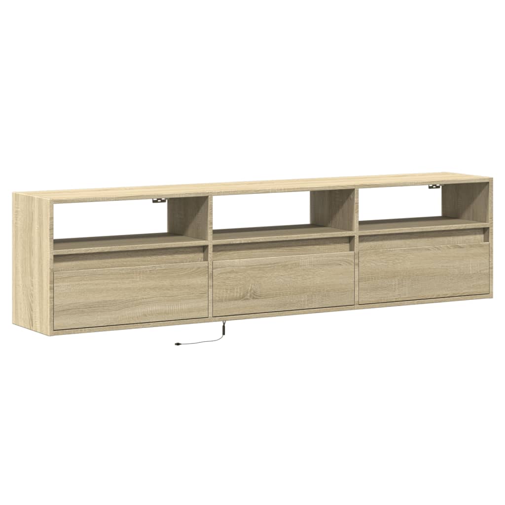 vidaXL TV Cabinet with LED Lights 180x31x45 cm White