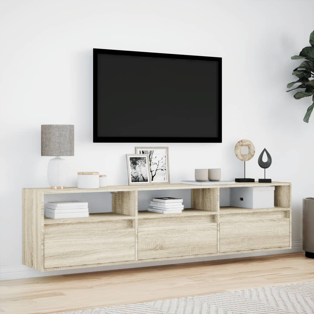 vidaXL TV Cabinet with LED Lights 180x31x45 cm White
