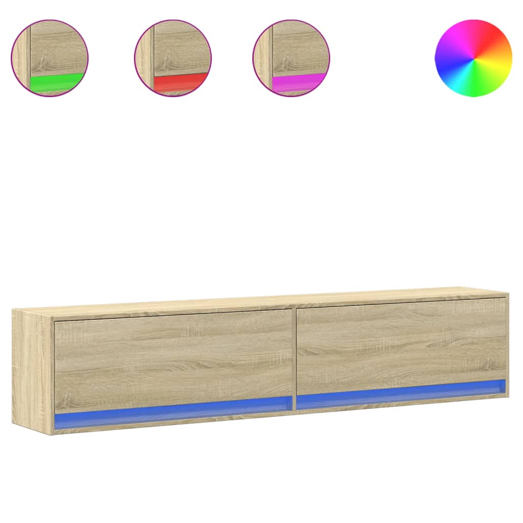 vidaXL Tv-wandmeubel met LED-verlichting 180x31x38 cm wit