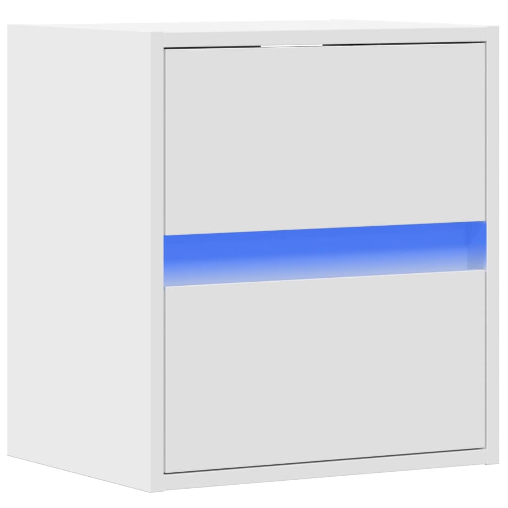 vidaXL Nachtkastjes met LED's 2 st wandgemonteerd wit