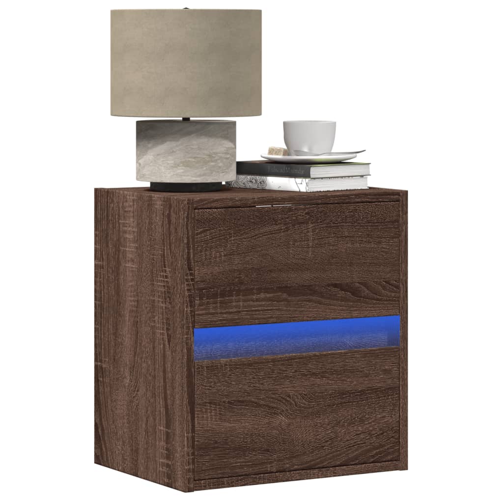 vidaXL Nachtkastjes met LED's 2 st wandgemonteerd wit