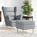 vidaXL Armchair with footrest fabric light grey