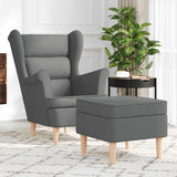 vidaXL Armchair with footrest fabric light grey