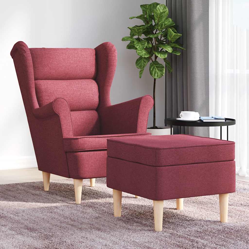 vidaXL Armchair with footrest fabric light grey