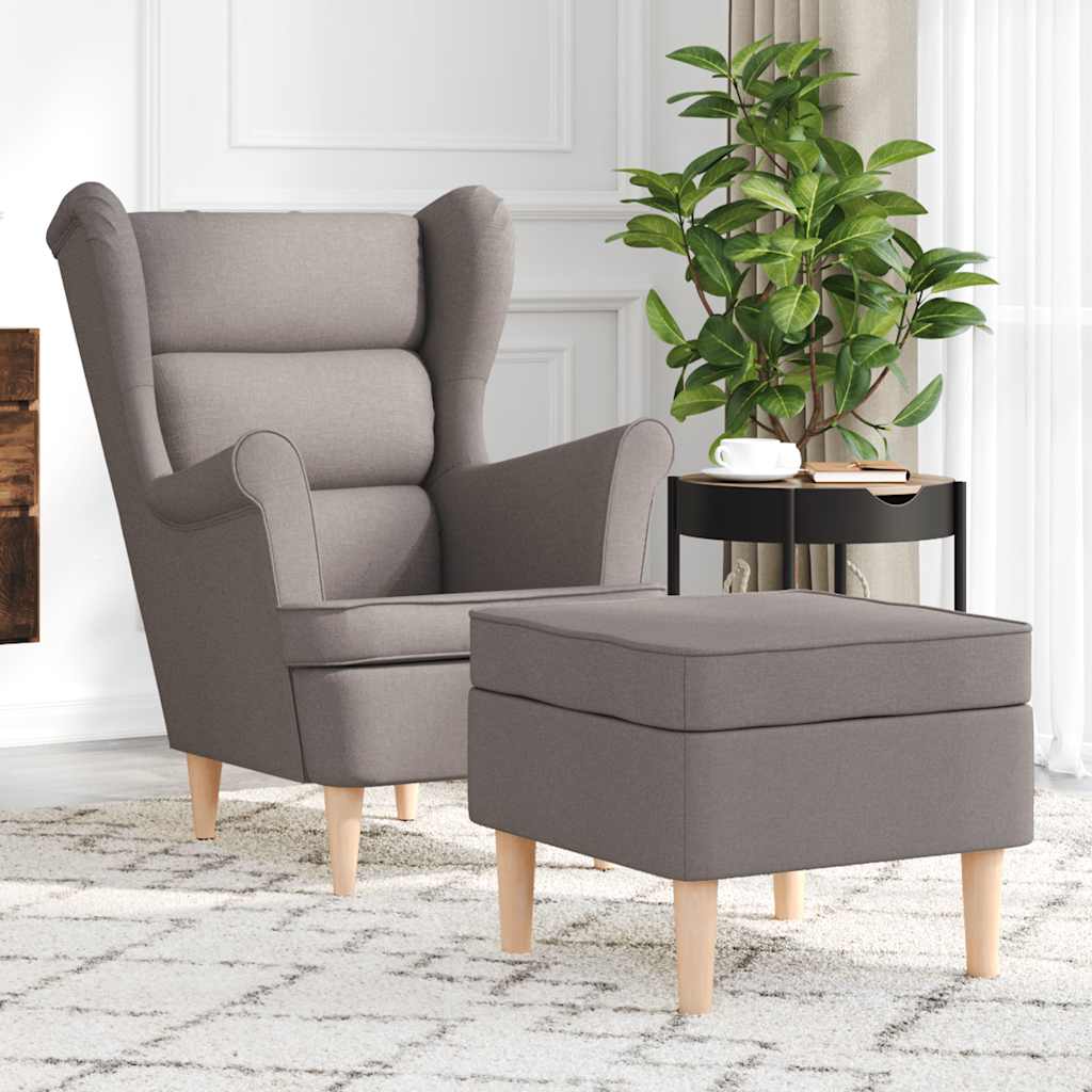 vidaXL Armchair with footrest fabric light grey