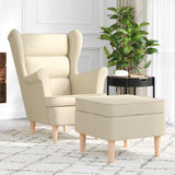 vidaXL Armchair with footrest fabric light grey