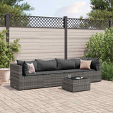 vidaXL 5-delige Loungeset met kussens poly rattan bruin