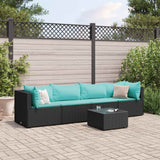 vidaXL 5-delige Loungeset met kussens poly rattan bruin