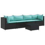 vidaXL 5-delige Loungeset met kussens poly rattan bruin