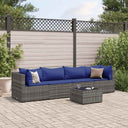 vidaXL 5-delige Loungeset met kussens poly rattan bruin