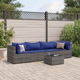 vidaXL 5-delige Loungeset met kussens poly rattan bruin