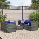 vidaXL 6-delige Loungeset met kussens poly rattan bruin