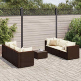 vidaXL 6-delige Loungeset met kussens poly rattan bruin