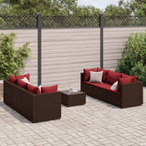 vidaXL 6-delige Loungeset met kussens poly rattan bruin