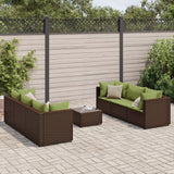 vidaXL 6-delige Loungeset met kussens poly rattan bruin