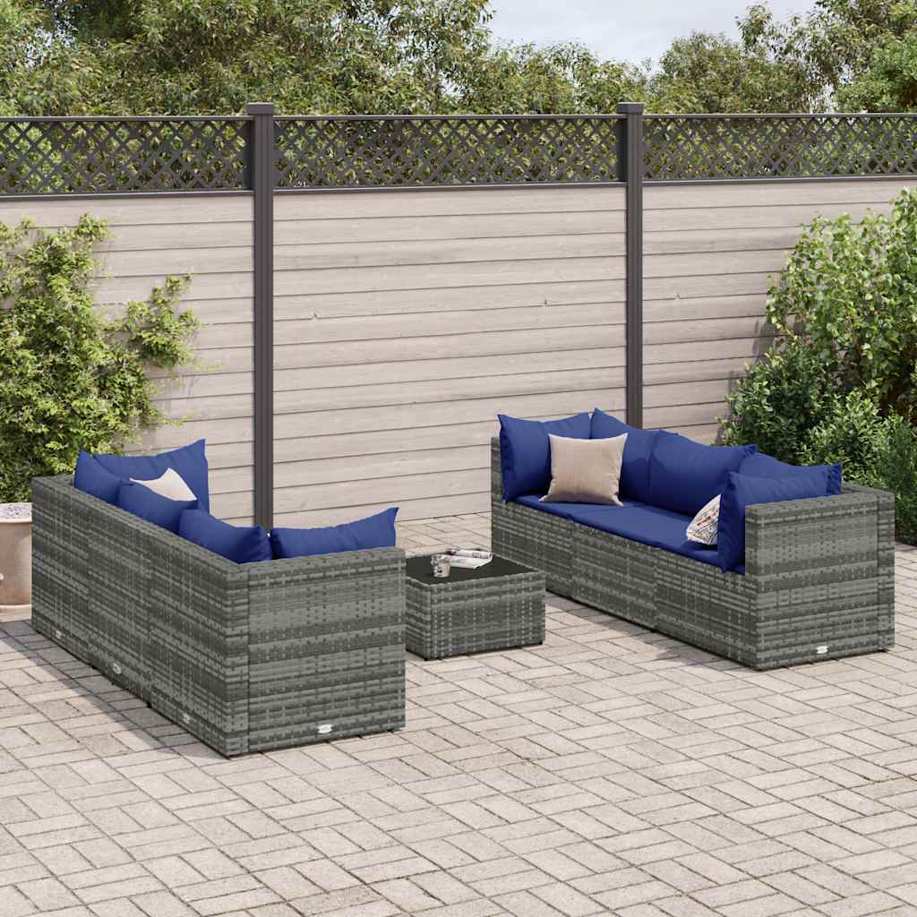 vidaXL 6-delige Loungeset met kussens poly rattan bruin