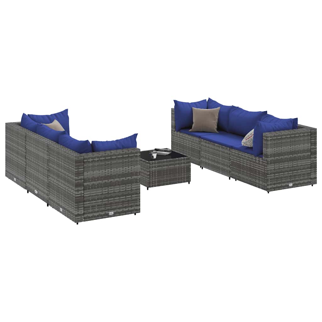 vidaXL 6-delige Loungeset met kussens poly rattan bruin