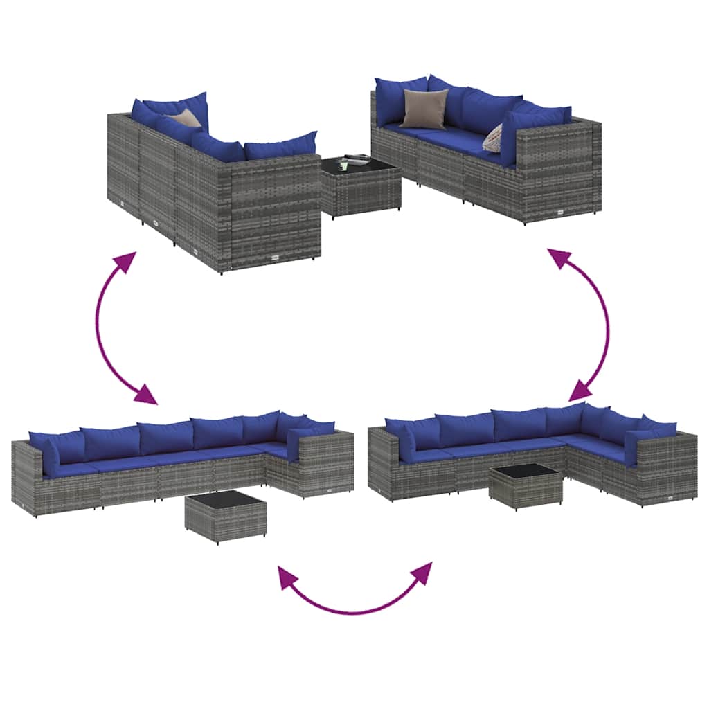 vidaXL 6-delige Loungeset met kussens poly rattan bruin