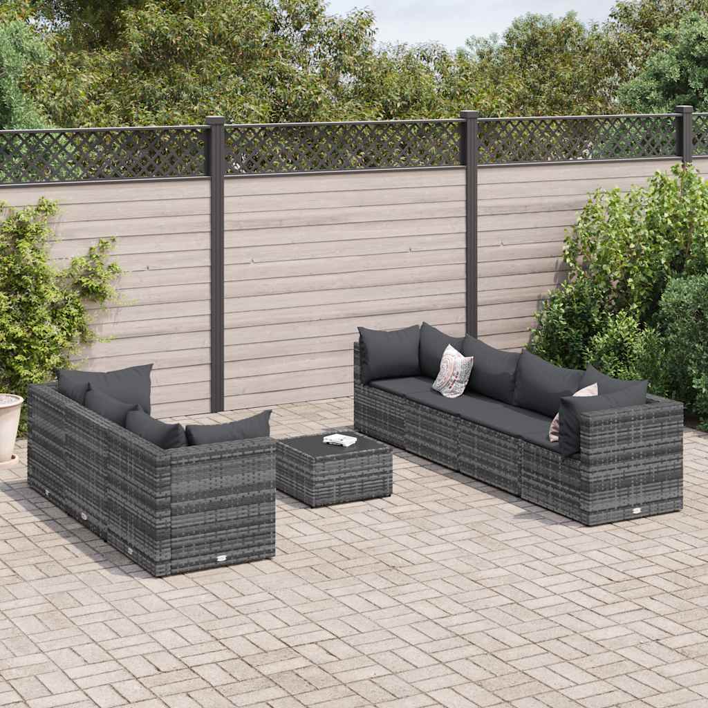 vidaXL 6-delige Loungeset met kussens poly rattan bruin
