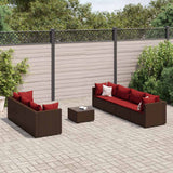 vidaXL 6-delige Loungeset met kussens poly rattan bruin
