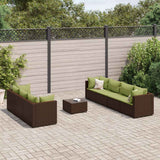 vidaXL 6-delige Loungeset met kussens poly rattan bruin