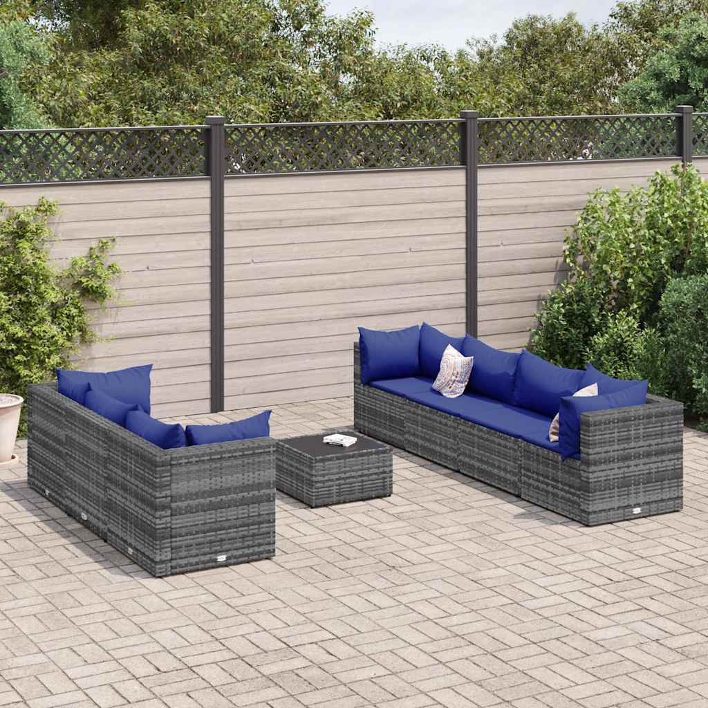 vidaXL 6-delige Loungeset met kussens poly rattan bruin