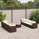 vidaXL 6-delige Loungeset met kussens poly rattan bruin