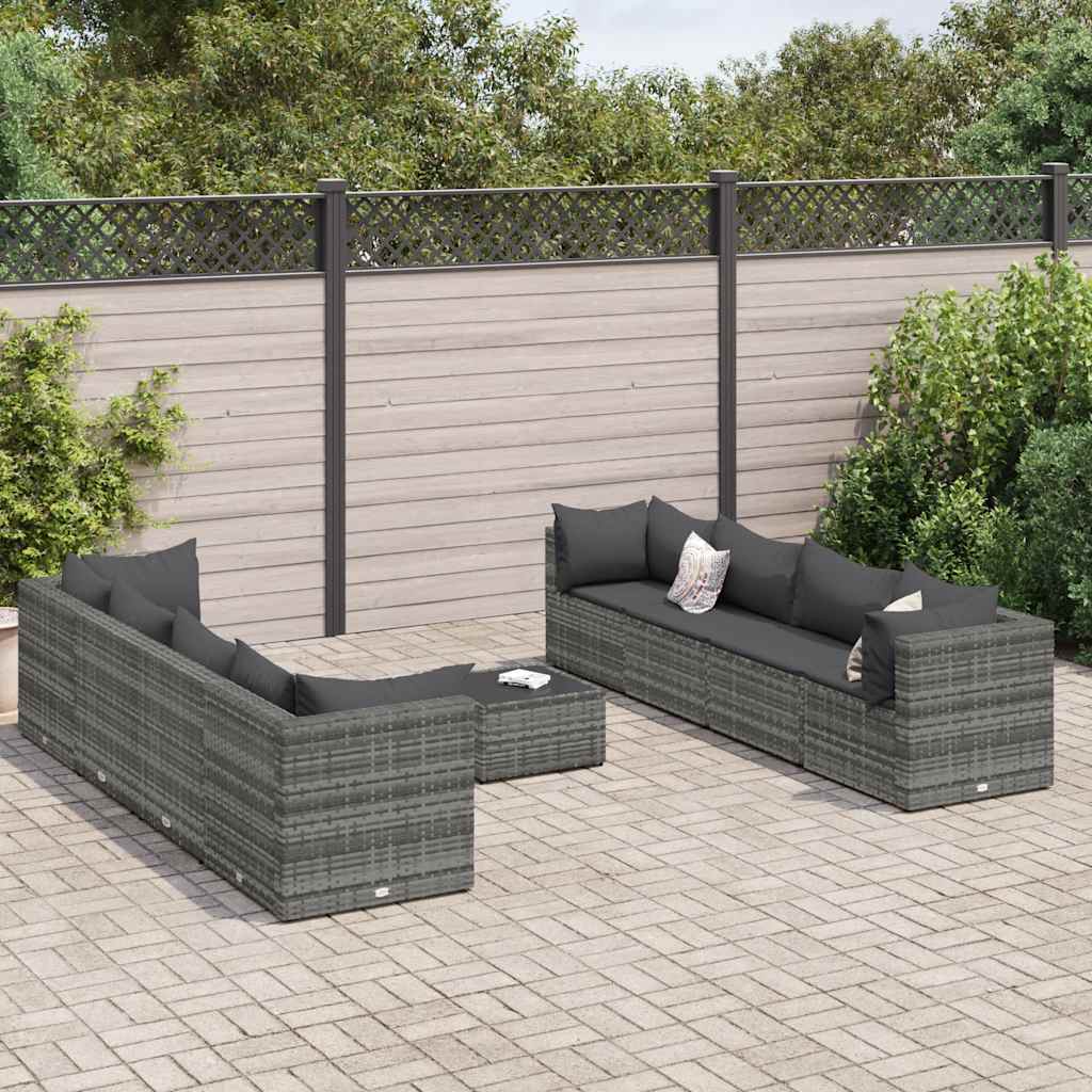 vidaXL 6-delige Loungeset met kussens poly rattan bruin
