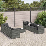 vidaXL 6-delige Loungeset met kussens poly rattan bruin