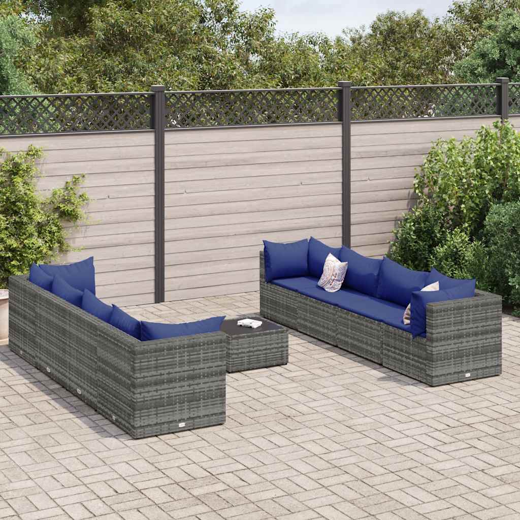 vidaXL 6-delige Loungeset met kussens poly rattan bruin